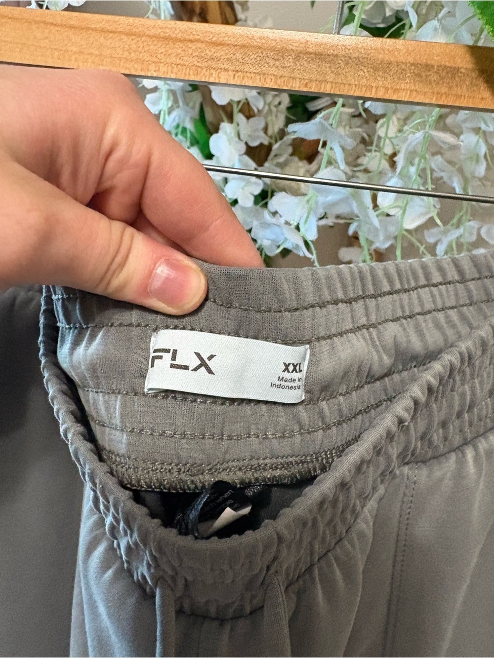 FLX Wide-Leg Drawstring Track Pants in Gray - Picture 4 of 6